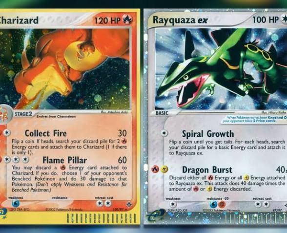 Charizard and Rayquaza EX cards